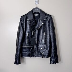 NWT Saint Laurent Paris Calfskin Leather Biker Moto Jacket